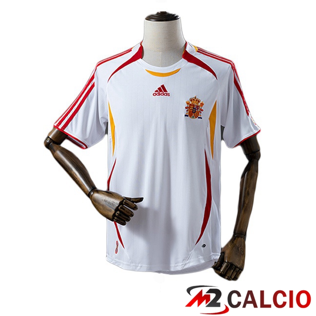 Maglie Calcio Personalizzate,Tute Calcio Squadre,Maglia Nazionale Italiana Calcio | Maglie Calcio Spagna Retro Seconda Bianco 2006