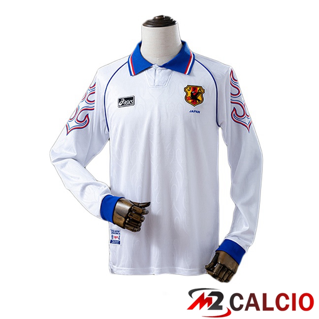 Maglie Calcio Personalizzate,Tute Calcio Squadre,Maglia Nazionale Italiana Calcio | Maglie Calcio Giappone Retro Seconda Manica Lunga Bianco 1998