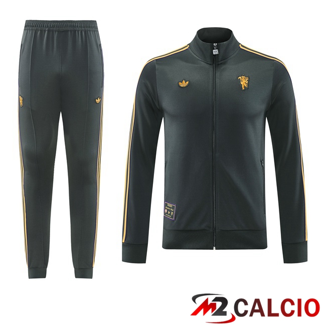 Maglie Calcio Personalizzate,Tute Calcio Squadre,Maglia Nazionale Italiana Calcio | Insieme Tuta Calcio - Giacca Manchester United Grigio 2025/2026