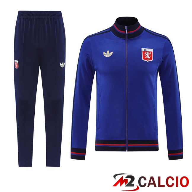 Maglie Calcio Personalizzate,Tute Calcio Squadre,Maglia Nazionale Italiana Calcio | Insieme Tuta Calcio - Giacca Lione OL Blu 2025/2026