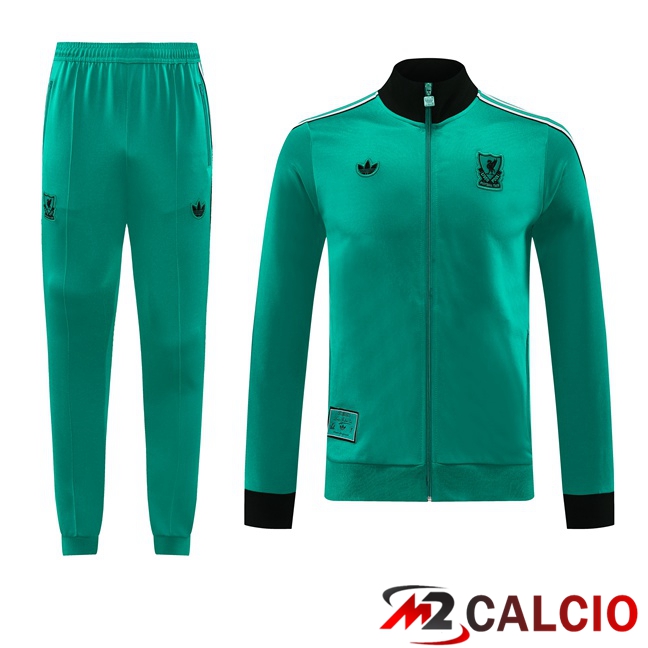 Maglie Calcio Personalizzate,Tute Calcio Squadre,Maglia Nazionale Italiana Calcio | Insieme Tuta Calcio - Giacca FC Liverpool Verde 2025/2026