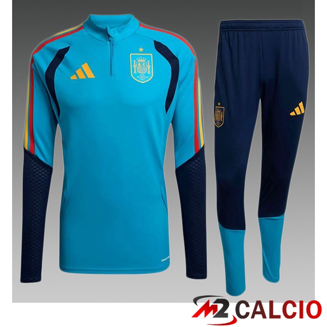 Maglie Calcio Personalizzate,Tute Calcio Squadre,Maglia Nazionale Italiana Calcio | Insieme Tuta Calcio Spagna Bambino Blu 2025/2026