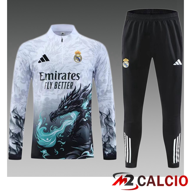 Maglie Calcio Personalizzate,Tute Calcio Squadre,Maglia Nazionale Italiana Calcio | Insieme Tuta Calcio Real Madrid Bambino Bianco 2025/2026