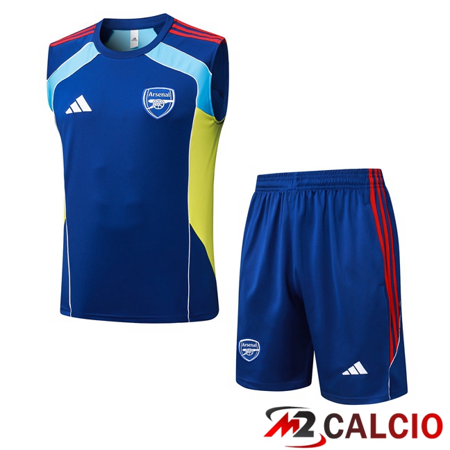 Maglie Calcio Personalizzate,Tute Calcio Squadre,Maglia Nazionale Italiana Calcio | Canotta Allenamento Arsenal + Pantaloncini Blu 2025/2026