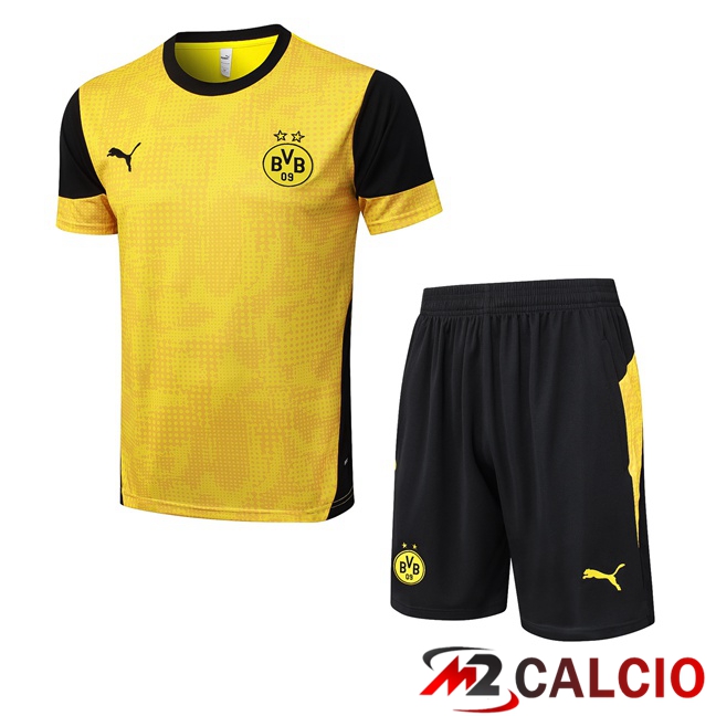 Maglie Calcio Personalizzate,Tute Calcio Squadre,Maglia Nazionale Italiana Calcio | Insieme T Shirt Allenamento Dortmund BVB + Pantaloncini Giallo 2025/2026