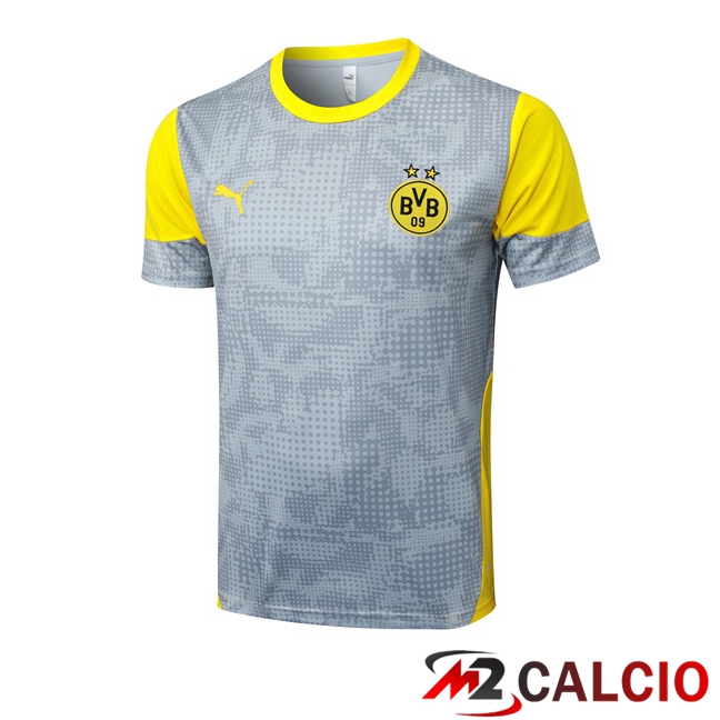 Maglie Calcio Personalizzate,Tute Calcio Squadre,Maglia Nazionale Italiana Calcio | T Shirt Allenamento Dortmund BVB Grigio 2025/2026