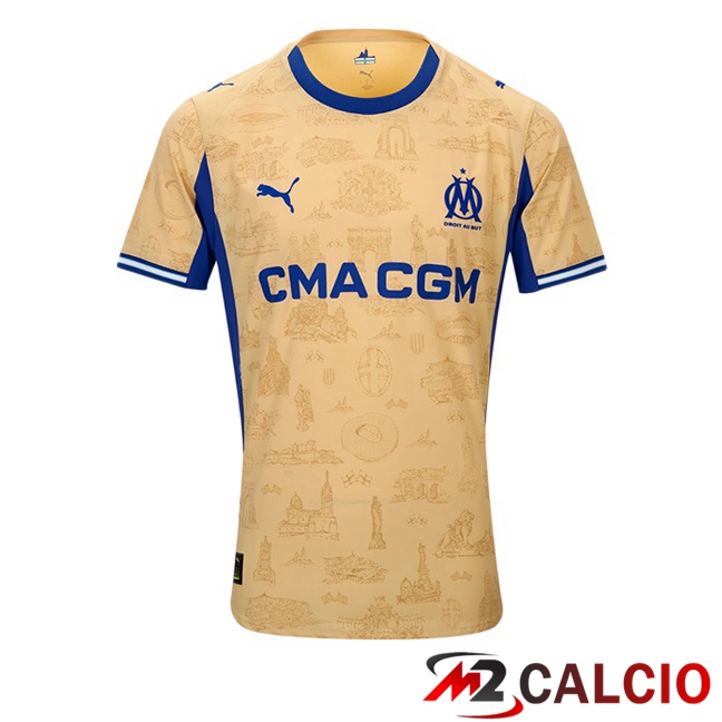 Maglie Calcio Personalizzate,Tute Calcio Squadre,Maglia Nazionale Italiana Calcio | Maglie Calcio Marsiglia OM Quarto Giallo 2025/2026