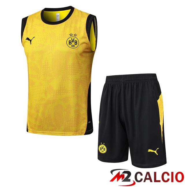 Maglie Calcio Personalizzate,Tute Calcio Squadre,Maglia Nazionale Italiana Calcio | Canotta Allenamento Dortmund BVB + Pantaloncini Giallo 2025/2026