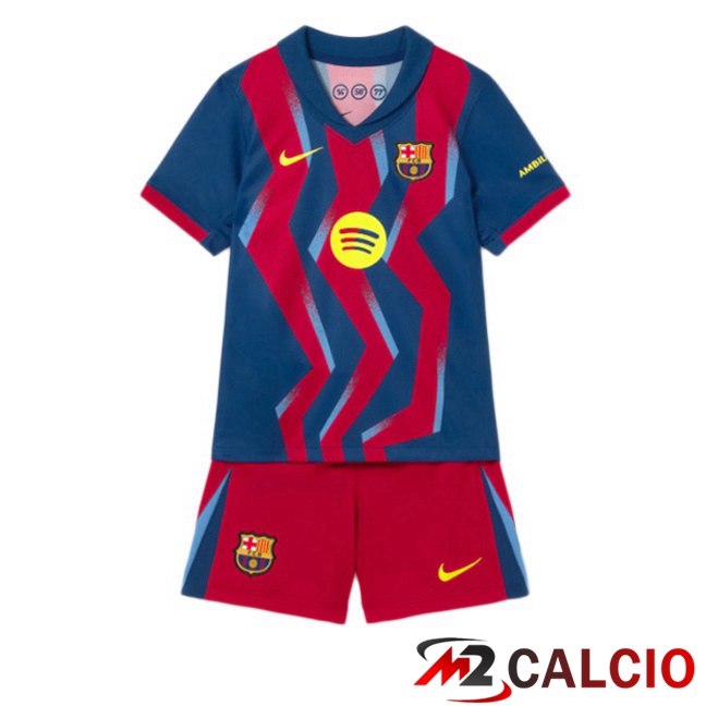 Maglie Calcio Personalizzate,Tute Calcio Squadre,Maglia Nazionale Italiana Calcio | Maglie Calcio FC Barcellona Bambino Quarto Blu Rosso 2025/2026