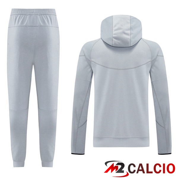 Tuta Calcio - Felpa Con Cappuccio FC Barcellona Grigio 2025/2026