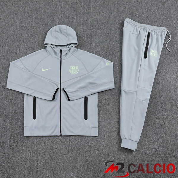 Tuta Calcio - Felpa Con Cappuccio FC Barcellona Grigio 2025/2026