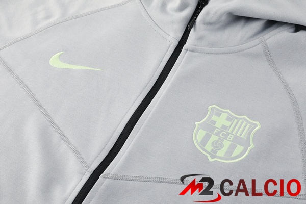 Tuta Calcio - Felpa Con Cappuccio FC Barcellona Grigio 2025/2026