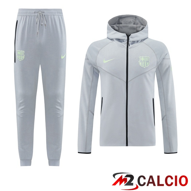 Maglie Calcio Personalizzate,Tute Calcio Squadre,Maglia Nazionale Italiana Calcio | Tuta Calcio - Felpa Con Cappuccio FC Barcellona Grigio 2025/2026