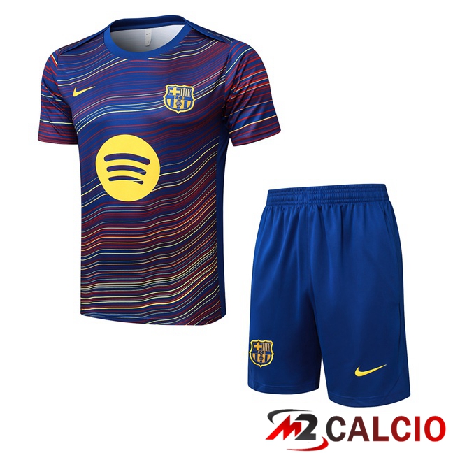Maglie Calcio Personalizzate,Tute Calcio Squadre,Maglia Nazionale Italiana Calcio | Insieme T Shirt Allenamento FC Barcellona + Pantaloncini Blu Reale 2025/2026