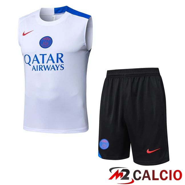 Maglie Calcio Personalizzate,Tute Calcio Squadre,Maglia Nazionale Italiana Calcio | Canotta Allenamento Paris PSG + Pantaloncini Bianco 2025/2026