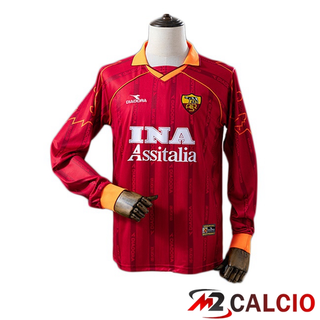 Maglie Calcio Personalizzate,Tute Calcio Squadre,Maglia Nazionale Italiana Calcio | Maglie Calcio AS Roma Retro Prima Manica Lunga Rosso 1999-2000