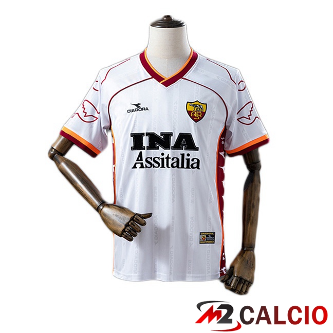 Maglie Calcio Personalizzate,Tute Calcio Squadre,Maglia Nazionale Italiana Calcio | Maglie Calcio AS Roma Retro Seconda Bianco 1999-2000