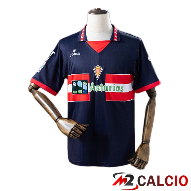 Maglie Calcio Personalizzate,Tute Calcio Squadre,Maglia Nazionale Italiana Calcio | Maglie Calcio Sporting Gijon Retro Terza Blu Reale 1996-1997