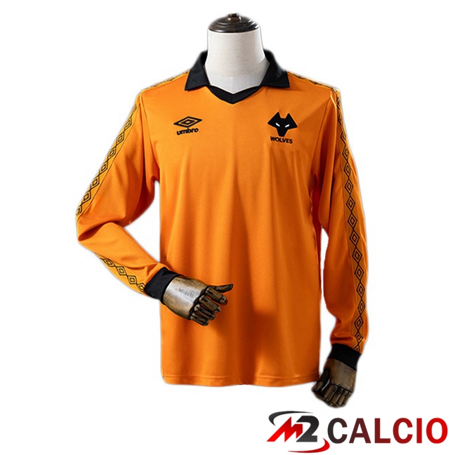 Maglie Calcio Personalizzate,Tute Calcio Squadre,Maglia Nazionale Italiana Calcio | Maglie Calcio Wolves Retro Prima Manica Lunga Giallo 1980-1981