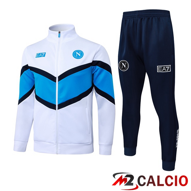 Maglie Calcio Personalizzate,Tute Calcio Squadre,Maglia Nazionale Italiana Calcio | Insieme Tuta Calcio - Giacca SSC Napoli Bianco 2025/2026