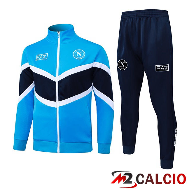 Maglie Calcio Personalizzate,Tute Calcio Squadre,Maglia Nazionale Italiana Calcio | Insieme Tuta Calcio - Giacca SSC Napoli Blu 2025/2026