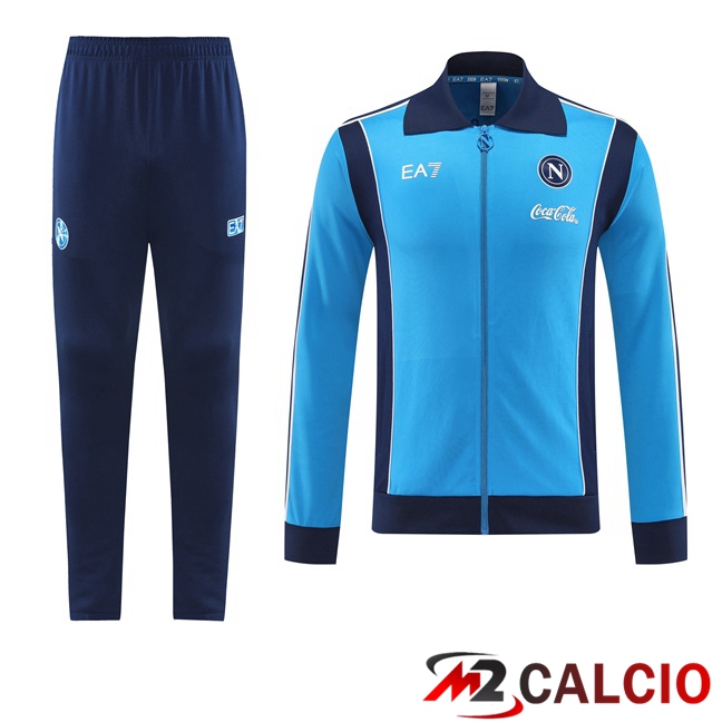 Maglie Calcio Personalizzate,Tute Calcio Squadre,Maglia Nazionale Italiana Calcio | Insieme Tuta Calcio - Giacca SSC Napoli Blu 2025/2026