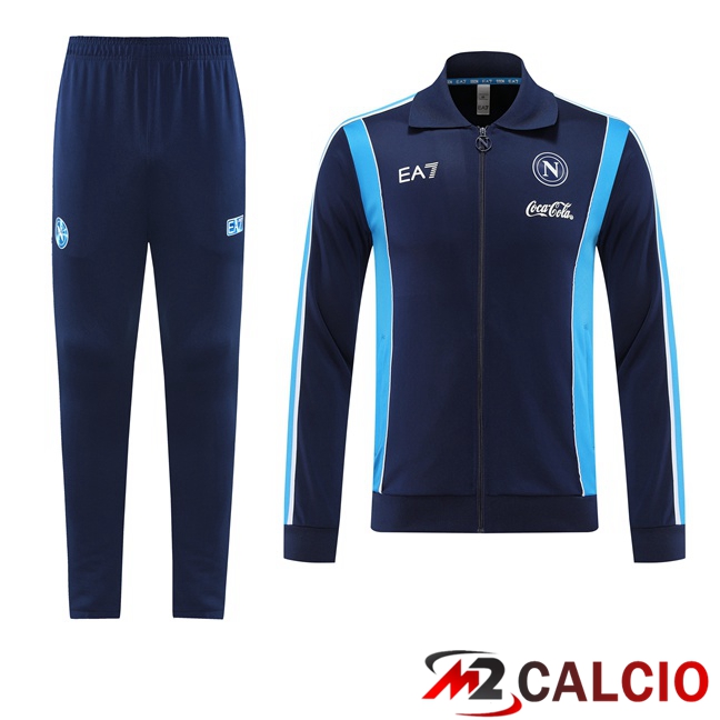 Maglie Calcio Personalizzate,Tute Calcio Squadre,Maglia Nazionale Italiana Calcio | Insieme Tuta Calcio - Giacca SSC Napoli Blu Reale 2025/2026