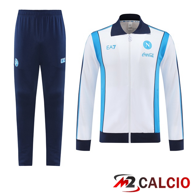Maglie Calcio Personalizzate,Tute Calcio Squadre,Maglia Nazionale Italiana Calcio | Insieme Tuta Calcio - Giacca SSC Napoli Bianco 2025/2026