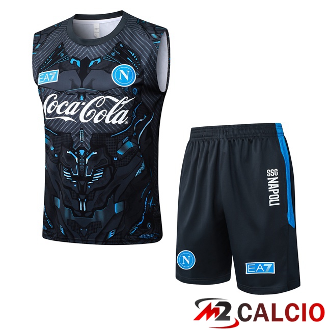 Maglie Calcio Personalizzate,Tute Calcio Squadre,Maglia Nazionale Italiana Calcio | Canotta Allenamento SSC Napoli + Pantaloncini Nero 2025/2026
