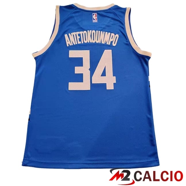 Maglie Milwaukee Bucks (ANTETOKOUNMPO #34) 2024/2025 Blu/Beige