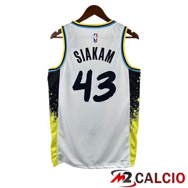 Maglie Indiana Pacers (SIAKAM #43) 2024/2025 Bianco/Giallo/Nero/Blu