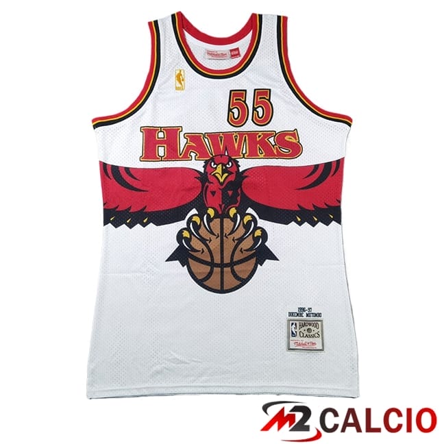 Maglie Calcio Personalizzate,Tute Calcio Squadre,Maglia Nazionale Italiana Calcio | Maglie Atlanta Hawks (MUTOMBO #55) 2025/2026 Bianco/Rosso