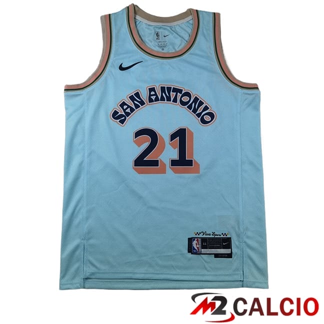 Maglie Calcio Personalizzate,Tute Calcio Squadre,Maglia Nazionale Italiana Calcio | Maglie San Antonio Spurs (DUNCAN #21) 2025/2026 Blu/Arancia