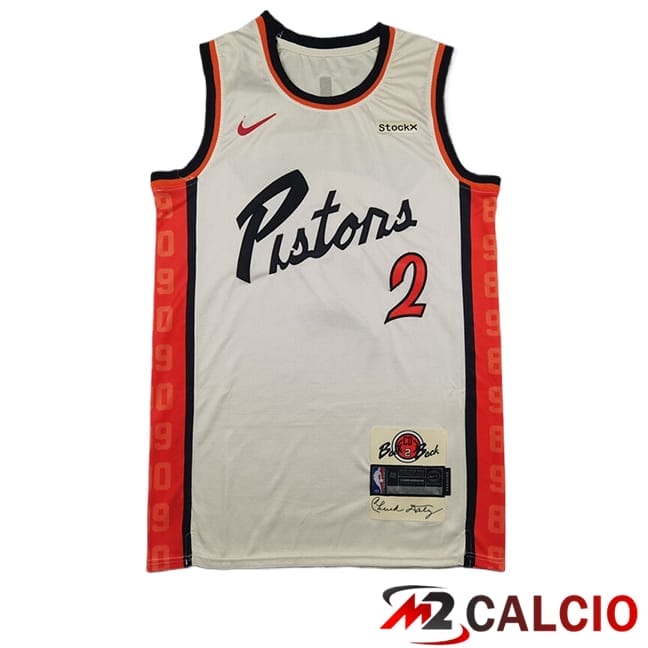 Maglie Calcio Personalizzate,Tute Calcio Squadre,Maglia Nazionale Italiana Calcio | Maglie Detroit Pistons (CUNNINGHAM #2) 2025/2026 Beige/Arancia/Nero