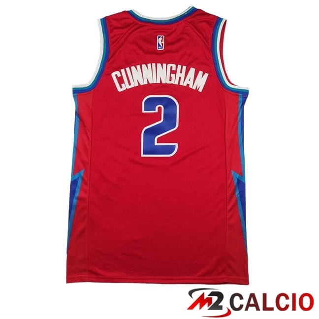 Maglie Detroit Pistons (CUNNINGHAM #2) 2025/2026 Rosso/Blu