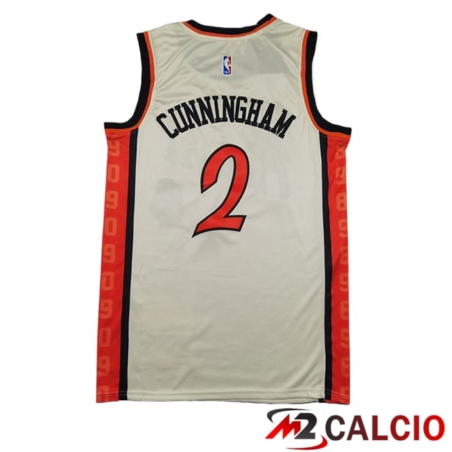 Maglie Detroit Pistons (CUNNINGHAM #2) 2025/2026 Beige/Arancia/Nero