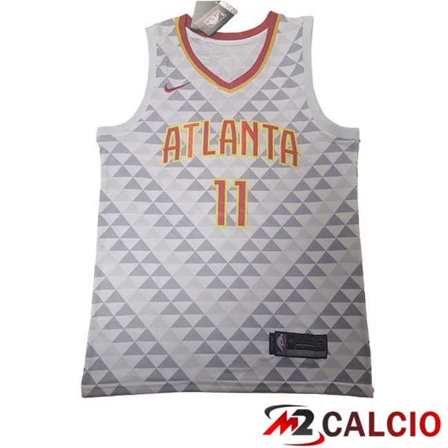Maglie Calcio Personalizzate,Tute Calcio Squadre,Maglia Nazionale Italiana Calcio | Maglie Atlanta Hawks (YOUNG #11) 2025/2026 Bianco/Grigio
