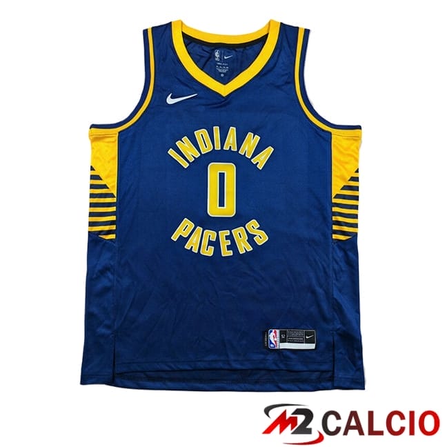 Maglie Calcio Personalizzate,Tute Calcio Squadre,Maglia Nazionale Italiana Calcio | Maglie Indiana Pacers (HALIBURTON #0) 2025/2026 Blu/Giallo