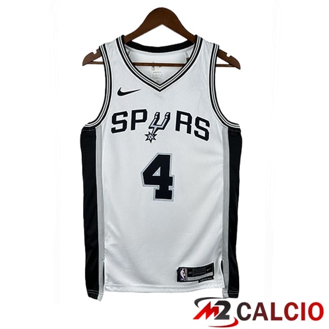Maglie Calcio Personalizzate,Tute Calcio Squadre,Maglia Nazionale Italiana Calcio | Maglie San Antonio Spurs (FOX #4) 2025/2026 Bianco/Nero