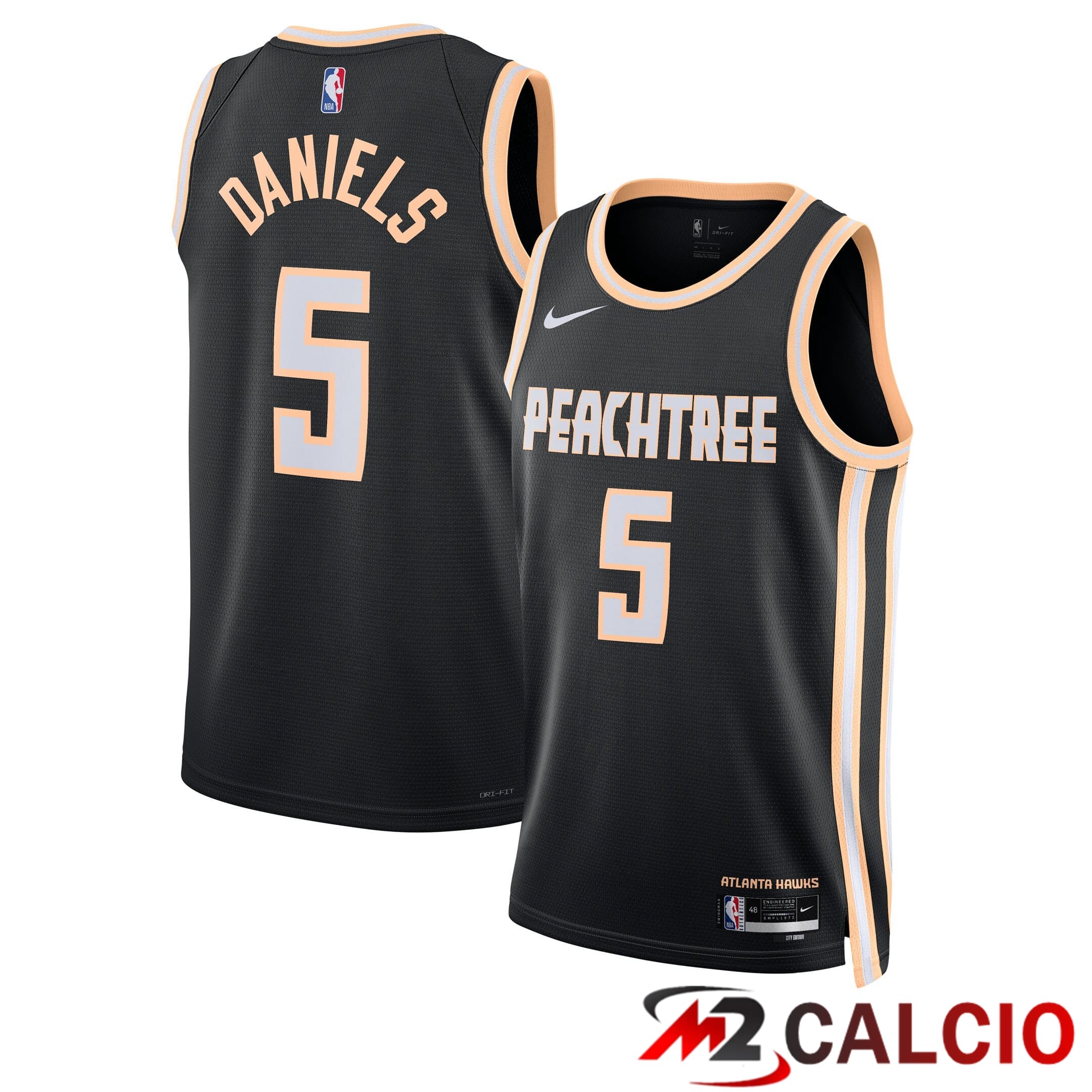 Maglie Calcio Personalizzate,Tute Calcio Squadre,Maglia Nazionale Italiana Calcio | Maglie Atlanta Hawks Nike 2025/26 City Edition Swingman - Nera - Dyson Daniels - Unisex