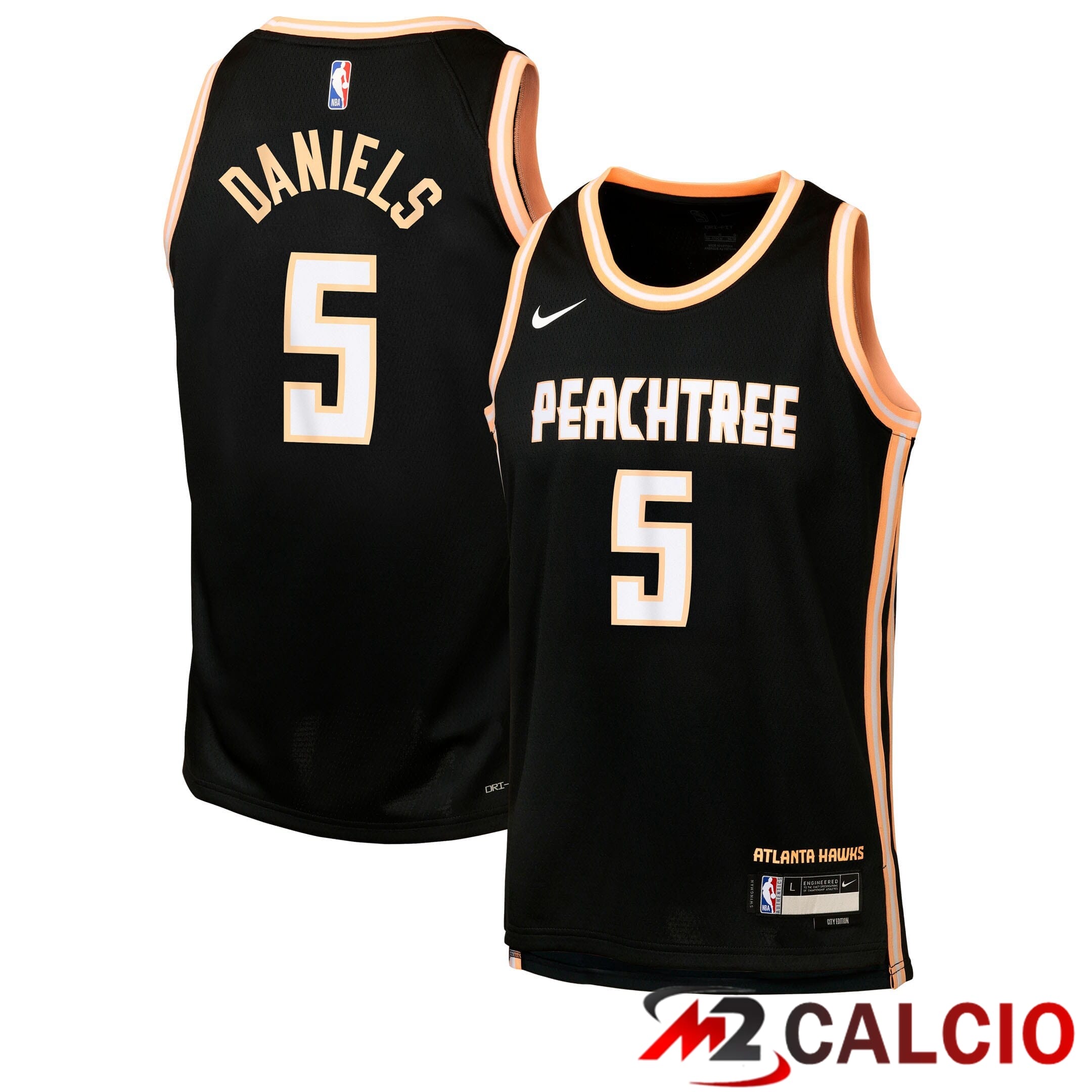 Maglie Calcio Personalizzate,Tute Calcio Squadre,Maglia Nazionale Italiana Calcio | Maglie Atlanta Hawks Nike 2025/26 City Edition Swingman - Nera - Dyson Daniels - Ragazzi