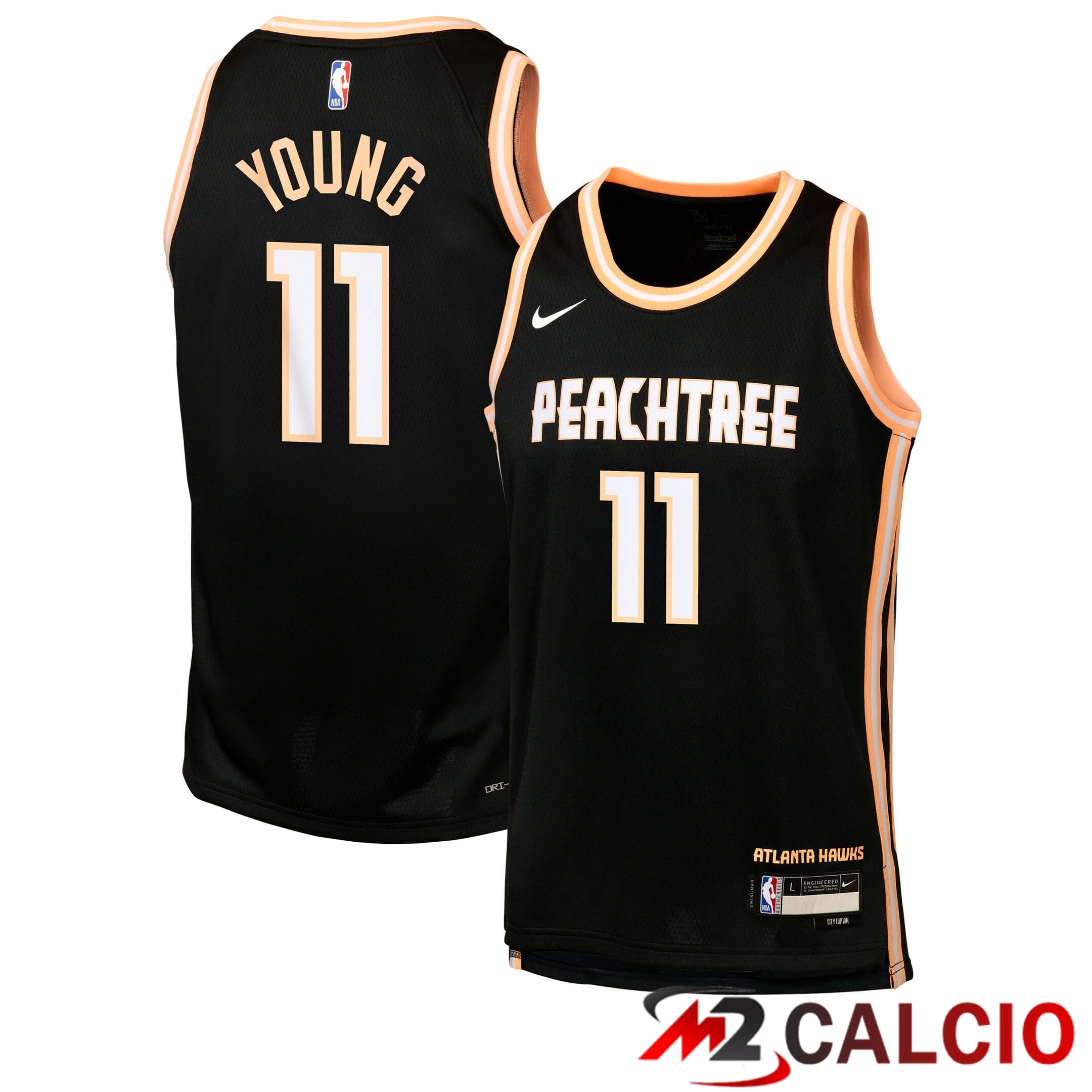 Maglie Calcio Personalizzate,Tute Calcio Squadre,Maglia Nazionale Italiana Calcio | Maglie Atlanta Hawks Nike 2025/26 City Edition Swingman - Nera - Trae Young - Ragazzi