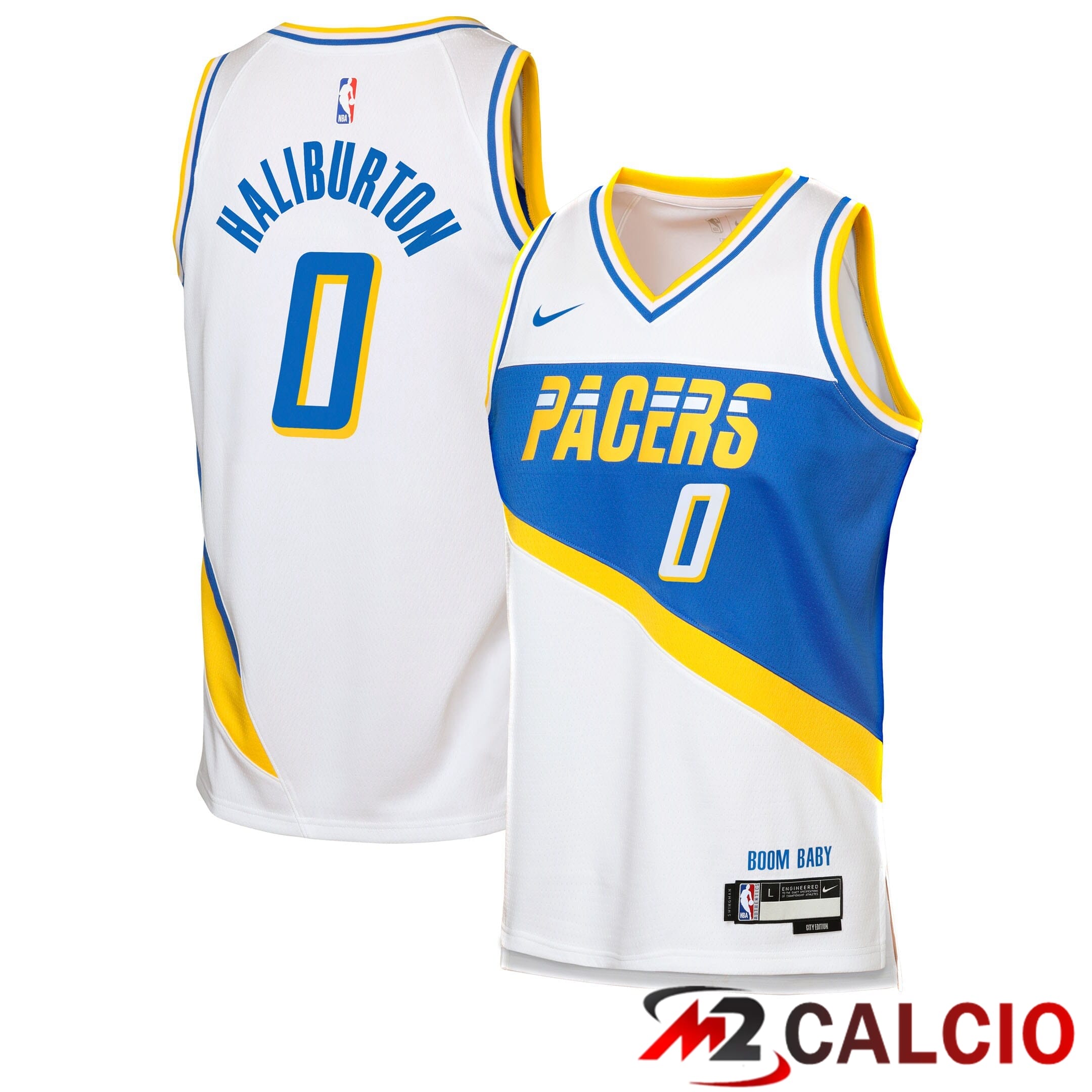 Maglie Calcio Personalizzate,Tute Calcio Squadre,Maglia Nazionale Italiana Calcio | Maglie Indiana Pacers Nike 2025/26 City Edition Swingman - Bianca - Tyrese Haliburton - Ragazzi