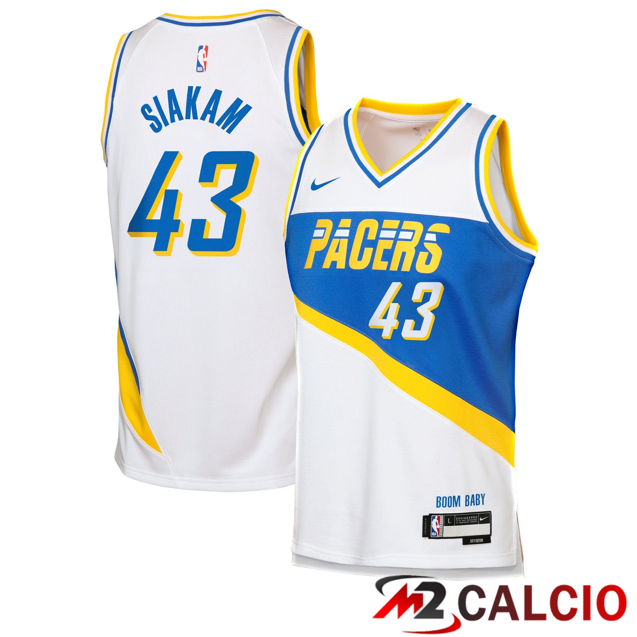 Maglie Calcio Personalizzate,Tute Calcio Squadre,Maglia Nazionale Italiana Calcio | Maglie Indiana Pacers Nike 2025/26 City Edition Swingman - Bianca - Pascal Siakam - Ragazzi