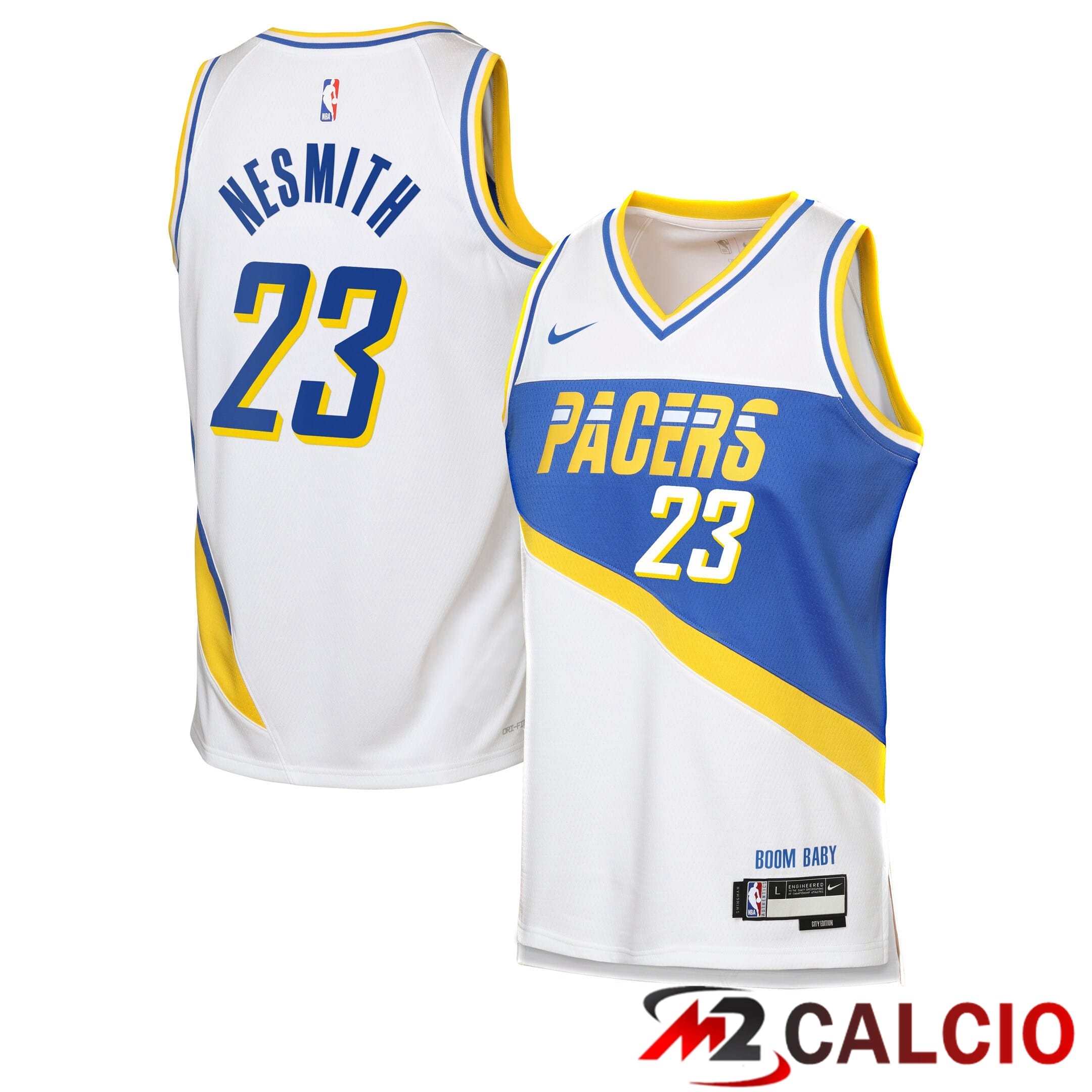 Maglie Calcio Personalizzate,Tute Calcio Squadre,Maglia Nazionale Italiana Calcio | Maglie Indiana Pacers Nike City Edition Swingman 2025/26 - Bianca - Aaron Nesmith - Ragazzi