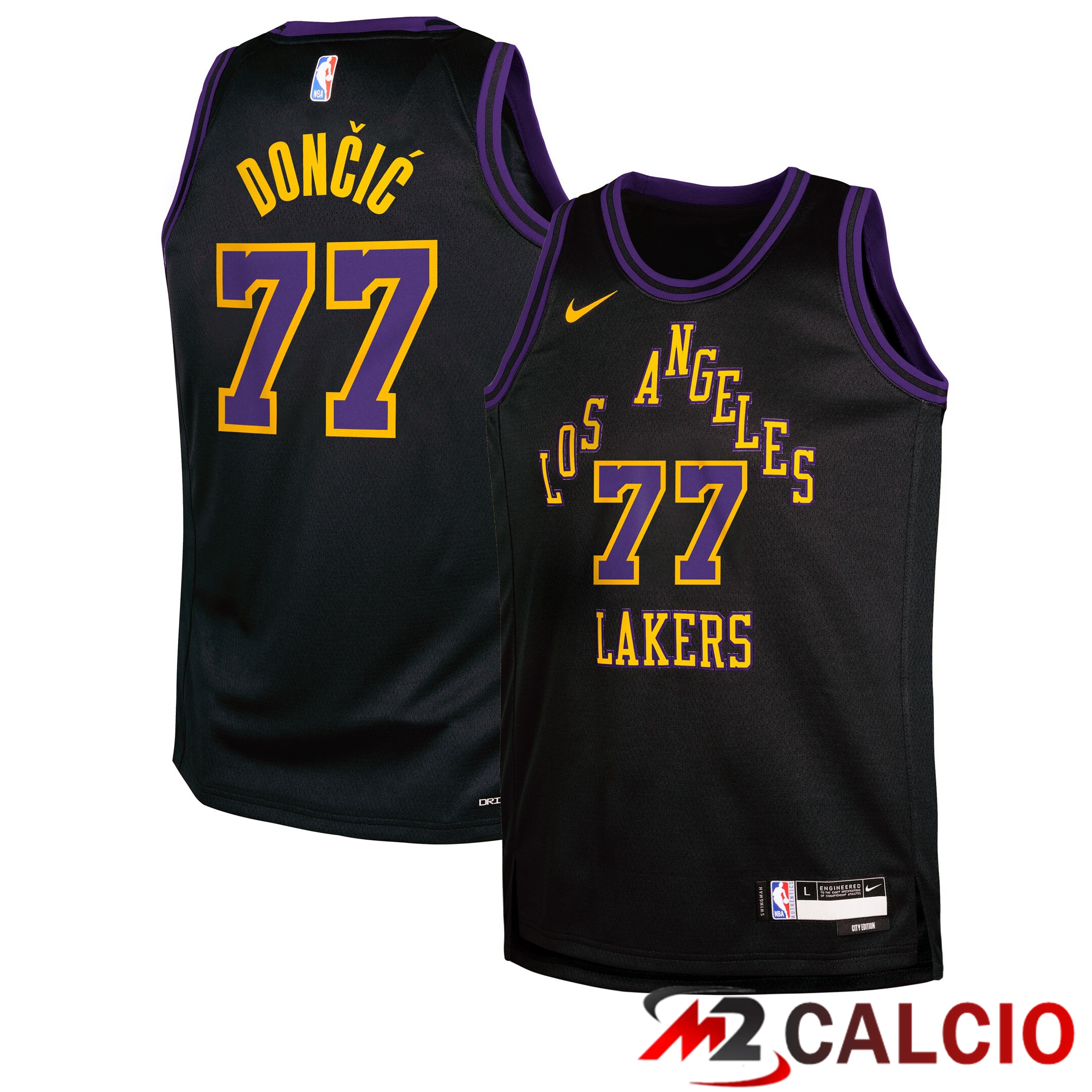 Maglie Calcio Personalizzate,Tute Calcio Squadre,Maglia Nazionale Italiana Calcio | Maglie Los Angeles Laker Nike 2025/26 City Edition Swingman - Nera - Luka Dončić - Gioventu