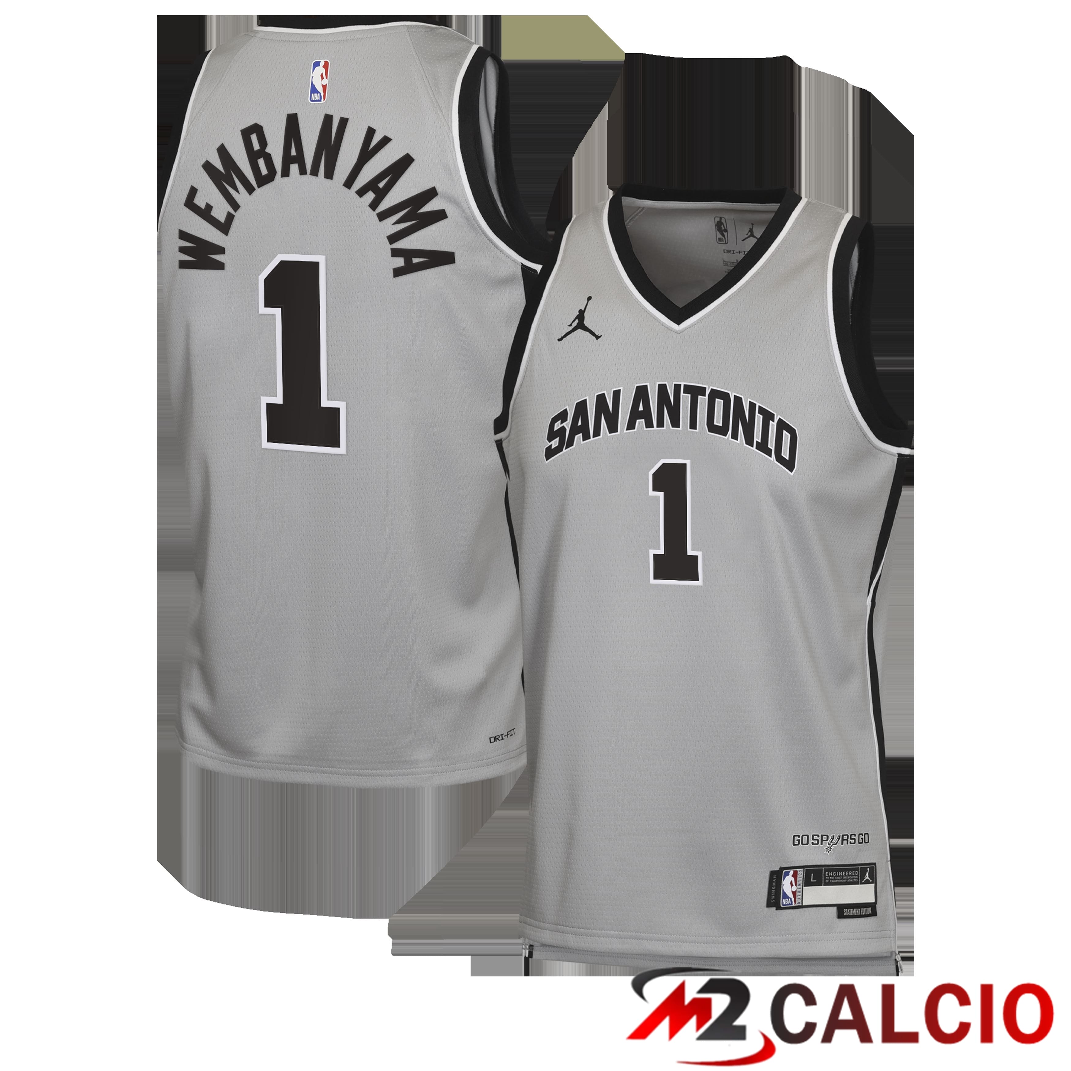 Maglie Calcio Personalizzate,Tute Calcio Squadre,Maglia Nazionale Italiana Calcio | Maglie Jordan Brand Statement Edition Dei San Antonio Spurs - Grigia - Victor Wembanyama - Ragazzi