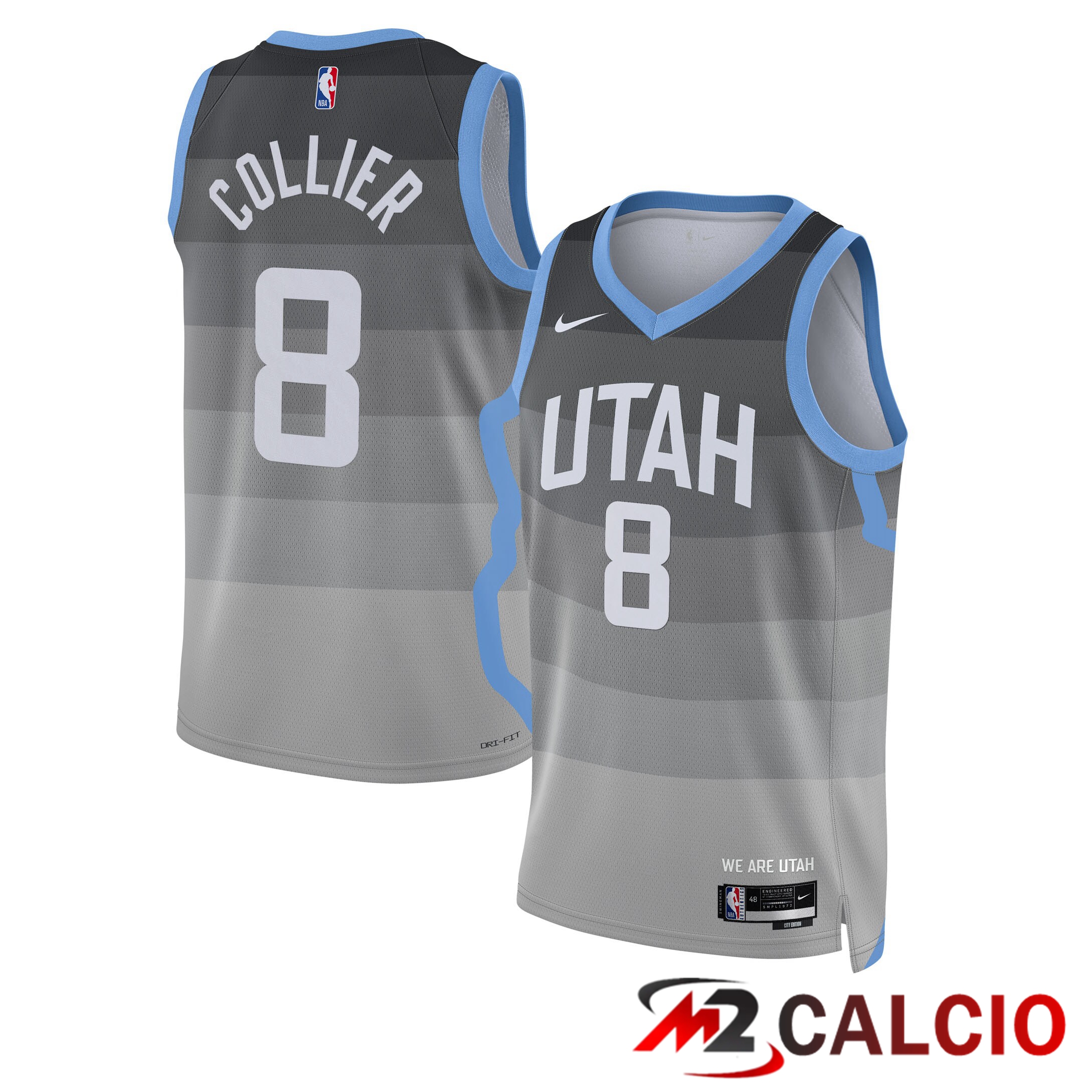 Maglie Calcio Personalizzate,Tute Calcio Squadre,Maglia Nazionale Italiana Calcio | Maglie Utah Jazz Nike 2025/26 City Edition Swingman - Grigio - Isaiah Collier - Unisex