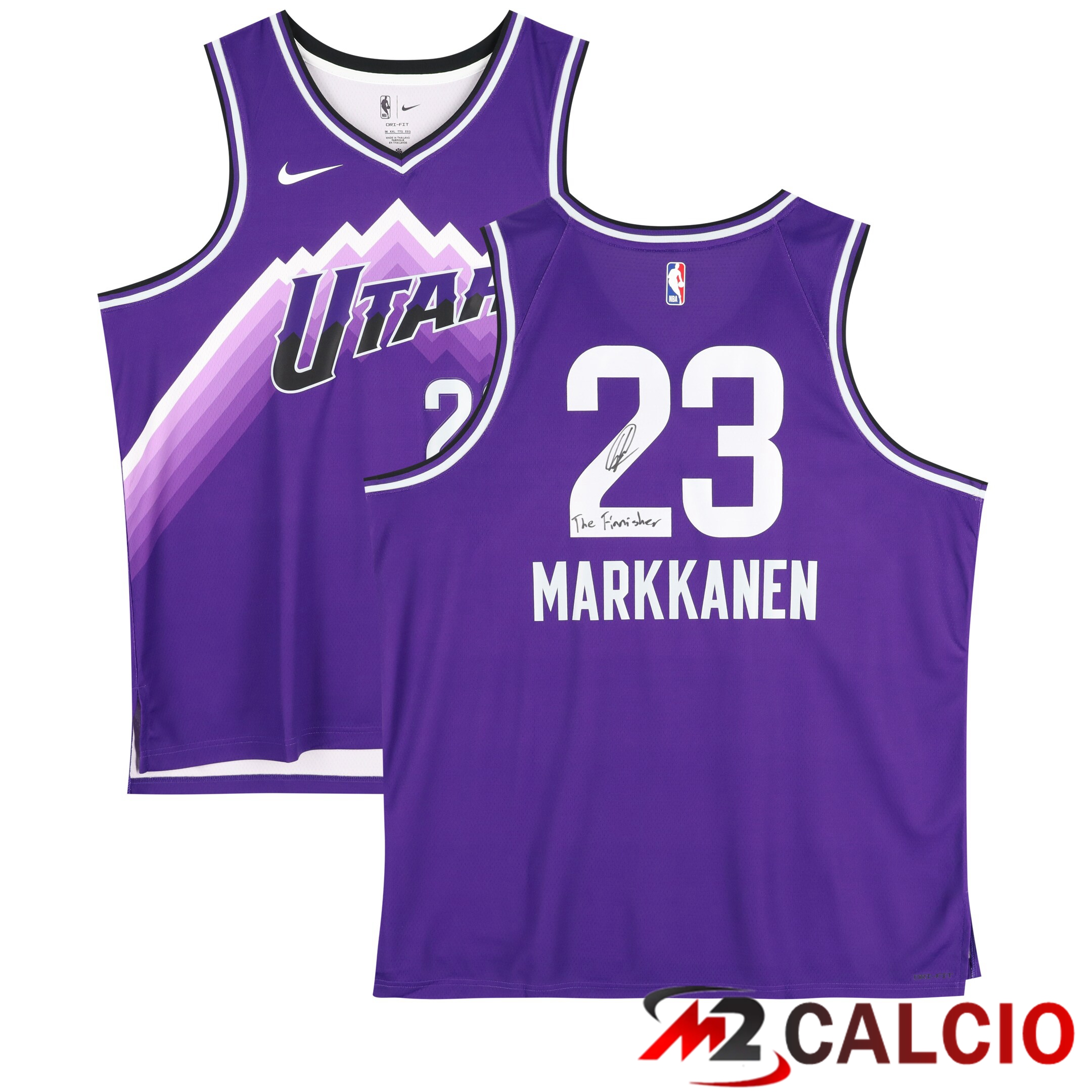 Maglie Calcio Personalizzate,Tute Calcio Squadre,Maglia Nazionale Italiana Calcio | Maglie Nike City Swingman Viola 2023-34 Autografata Da Lauri Markkanen Degli Utah Jazz Con Dedica "The Finnisher"