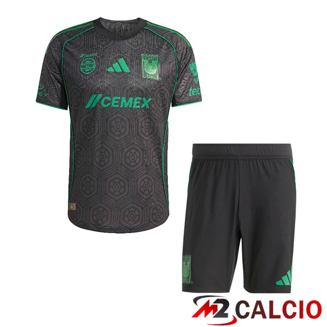 Maglie Calcio Personalizzate,Tute Calcio Squadre,Maglia Nazionale Italiana Calcio | Maglie Calcio Tigres UANL Bambino Terza Nero 2025/2026